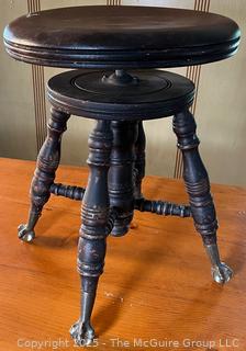 Swivel stool w/glass marble legs in brass talons