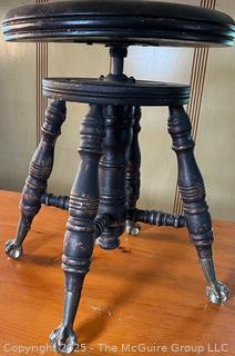 Swivel stool w/glass marble legs in brass talons