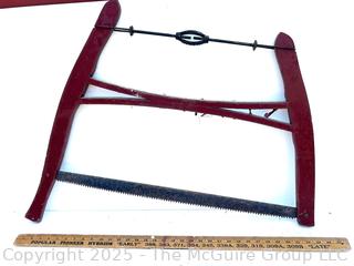 Vintage Red Wood Bow Buck Cross Cut Hand Saw