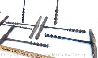 Selection of seven (7) T-bar hand augers of various diameters