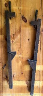 Pair of 43"L antique adjustable wood clamps