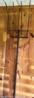 Handmade 4-tine metal rake/fork