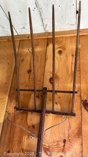 Handmade 4-tine metal rake/fork