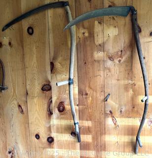 Two (2) 2-hand hay sickles scythes