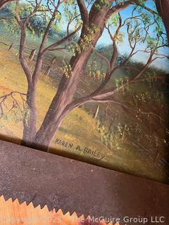 Bow Saw with Farm Scene Paiting 