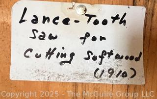 Three (3) Two-Man Lumberjack Hand Saws: Lance Toothe Saw C 1910 for Cutting Softwood, 