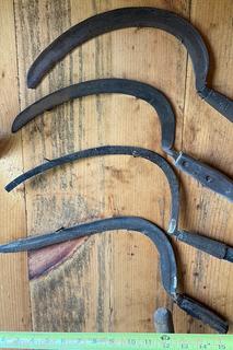 Four (4) Primitive Sickles