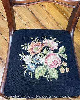 Needlepoint Seated Braced Balloon Back Side Chair