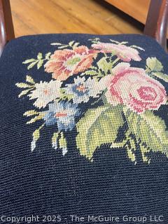 Needlepoint Seated Braced Balloon Back Side Chair