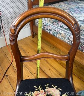Needlepoint Seated Braced Balloon Back Side Chair