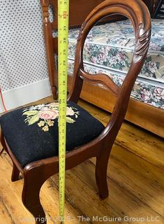 Needlepoint Seated Braced Balloon Back Side Chair