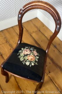 Needlepoint Seated Balloon Back Side Chair
