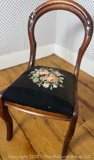 Needlepoint Seated Balloon Back Side Chair
