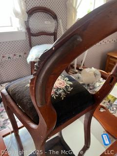 Needlepoint Seated Balloon Back Side Chair