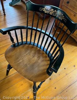 Braced Back Windsor Arm Chair with Stenciling