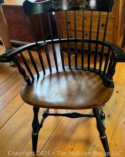 Braced Back Windsor Arm Chair with Stenciling