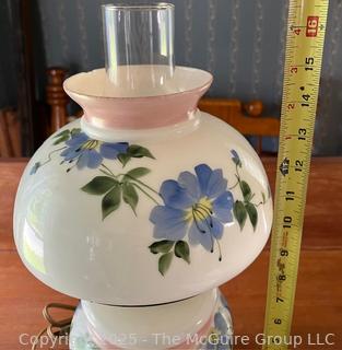 ???????? Possibly Vintage Falkenstein Hurricane Lamp (wired) White Blue Flowers Large 23 1/2" - 24 1/2" Tall