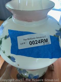 ???????? Possibly Vintage Falkenstein Hurricane Lamp (wired) White Blue Flowers Large 23 1/2" - 24 1/2" Tall