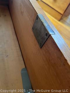 Four-drawer oak(?) keyed dresser, curved top drawer panel