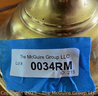 Brass Electrified Kerosene Table Lamp With Milk Glass Shade
