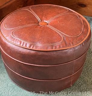 Brown Leather Hassock