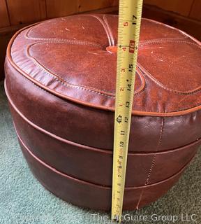 Brown Leather Hassock