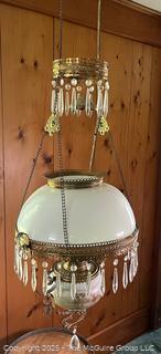 VICTORIAN ADJUSTABLE HANGING OIL LAMP (Rewired to electric)