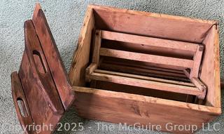 Primitive Lidded Wooden Butter Churn with Hand Crank (12x11x16")