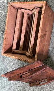 Primitive Lidded Wooden Butter Churn with Hand Crank (12x11x16")