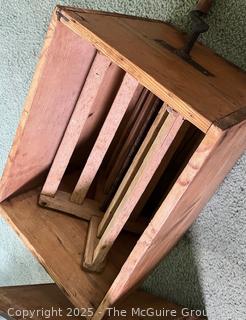 Primitive Lidded Wooden Butter Churn with Hand Crank (12x11x16")
