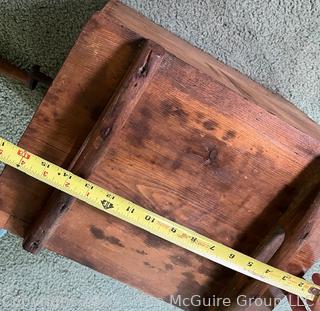 Primitive Lidded Wooden Butter Churn with Hand Crank (12x11x16")