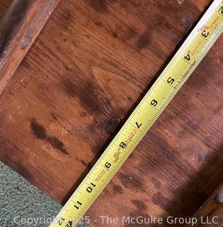 Primitive Lidded Wooden Butter Churn with Hand Crank (12x11x16")