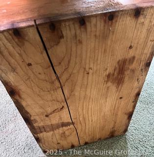 Primitive Lidded Wooden Butter Churn with Hand Crank (12x11x16")