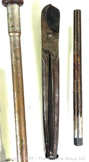 Antique Hand Tools: Push-drill; blades; cutter