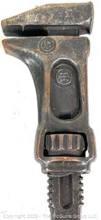 Group of six (6) antique monkey wrenches including COES WRENCH CO. MONKEY WRENCH WITH WOODEN HANDLE 8 1/2' WORCHESTER. MASS