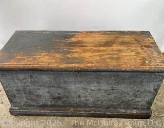 Antique hinged wooden box w/paper lining. 36x17x17"