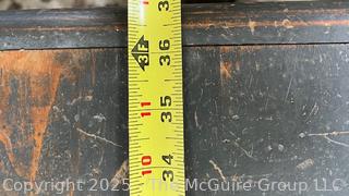 Antique hinged wooden box w/paper lining. 36x17x17"