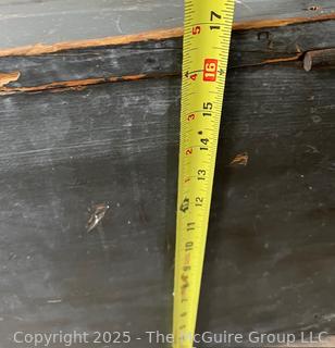Antique hinged wooden box w/paper lining. 36x17x17"