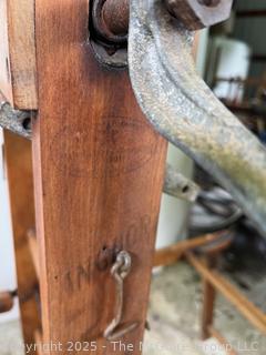 Antique Wooden Wringer Clothes Washer with Double Fold Down Benches. Anchor Brand