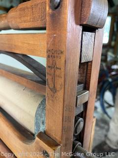 Antique Wooden Wringer Clothes Washer with Double Fold Down Benches. Anchor Brand
