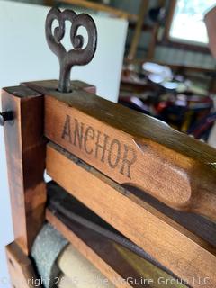 Antique Wooden Wringer Clothes Washer with Double Fold Down Benches. Anchor Brand