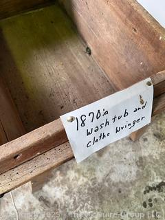 Antique Wooden Wash Tub and Clothes Wringer circa 1870's
