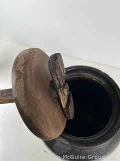Wood and Crockery Butter Churn