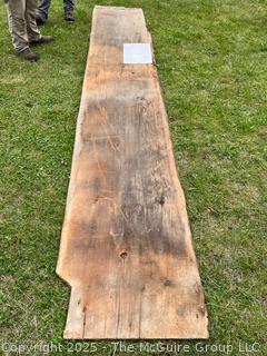 32" Wide x 14'4" Long x 1 3/8 Thick. This Pine Plank is Estimated to be More Than 400 Years Old