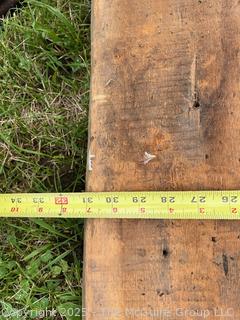 32" Wide x 14'4" Long x 1 3/8 Thick. This Pine Plank is Estimated to be More Than 400 Years Old