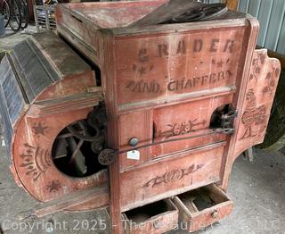 Antique Belt Driven Grain Fanning Mill Made by Grader and Chaffer. Original Paint and Stenciling