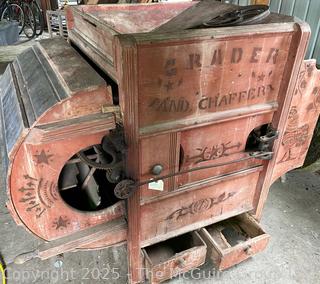Antique Belt Driven Grain Fanning Mill Made by Grader and Chaffer. Original Paint and Stenciling