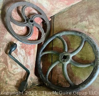 Antique Belt Driven Grain Fanning Mill Made by Grader and Chaffer. Original Paint and Stenciling