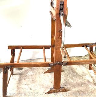 Antique Wooden Wringer Clothes Washer with Double Fold Down Benches. Anchor Brand
