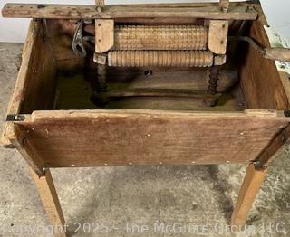 Antique Wooden Wash Tub and Clothes Wringer circa 1870's